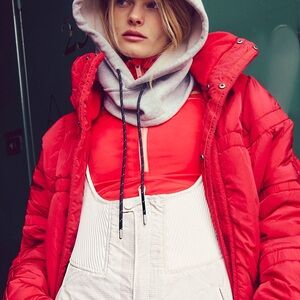 Free People Vibrant Red Puffer Jacket